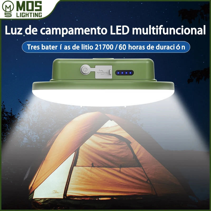 LED Notstrom-Campinglampe mit Magnet, SOS & Powerbank (USB-C)