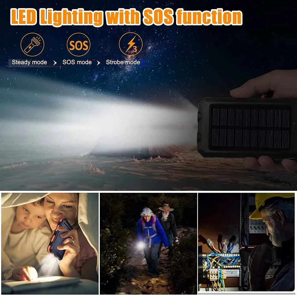 Solar Powerbank 80.000mAh – Notstrom mit LED-Licht &amp; Outdoor-Funktione