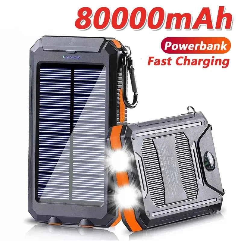 Solar Powerbank 80.000mAh – Notstrom mit LED-Licht &amp; Outdoor-Funktione