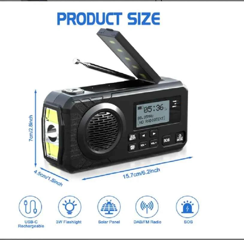 DAB+ Notfallradio mit Kurbel & Solar – 5000mAh Powerbank